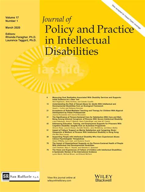 Journal Of Policy And Practice In Intellectual Disabilities Vol 17 No 1