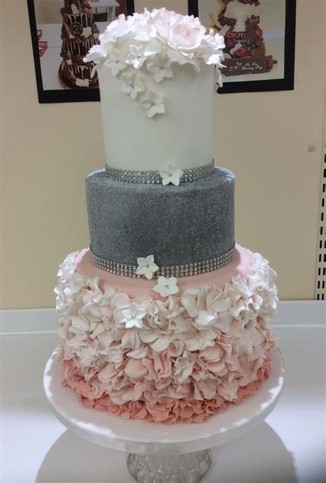 Pink Ombré Ruffle Wedding Cake 9237 Sugar N Spice Cakes