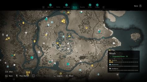 Ac Valhalla Wrath Of The Druids Ireland World Map And Points Of