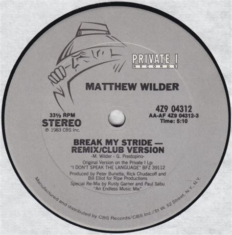 Matthew Wilder Break My Stride 1983 Vinyl Discogs
