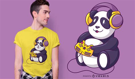 Gaming Panda Bear T Shirt Design Vector Download