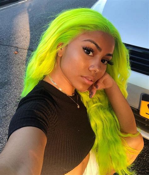 krys on instagram “i love y all 💚” neon green hair body wave weave great hairstyles rainbow