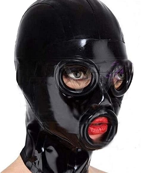 Máscara de látex negro para hombre cubierta de cabeza capucha para