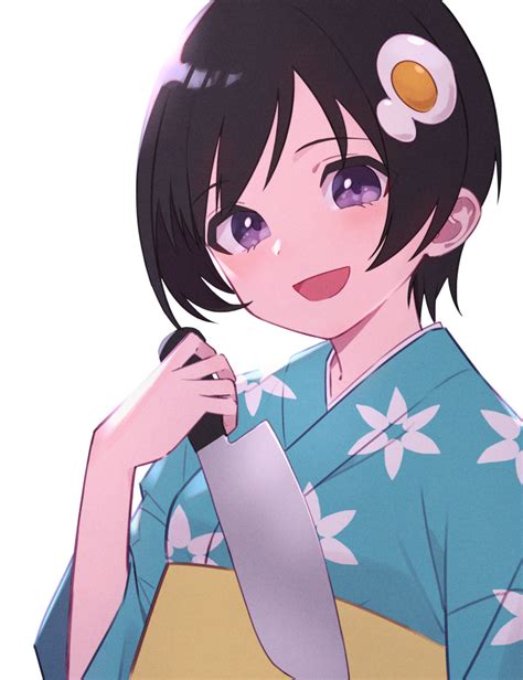 Safebooru 1girl Aqua Kimono Araragi Tsukihi Bakemonogatari Black Hair
