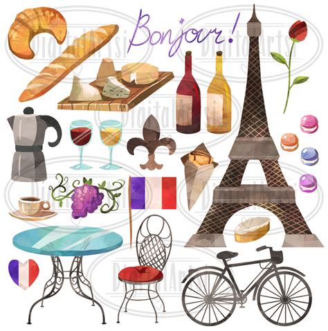 Watercolor French Culture Clipart By Digitalartsi Thehungryjpeg