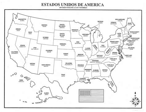 tiempo de tareas mapa de estados unidos con división política y con nombres