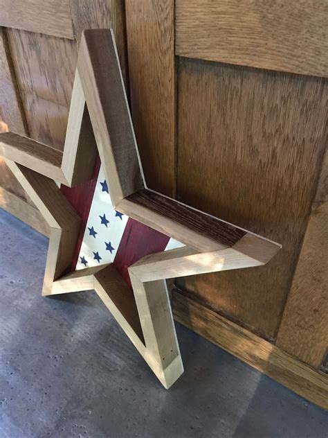 Large Wooden Wall Star Rustic Shelf Star Americana Home Etsy