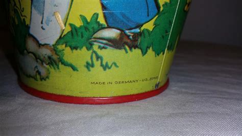Vintage Germany Us Zone Tin Toy Bucket 1950 Marked Kleim Devoted To