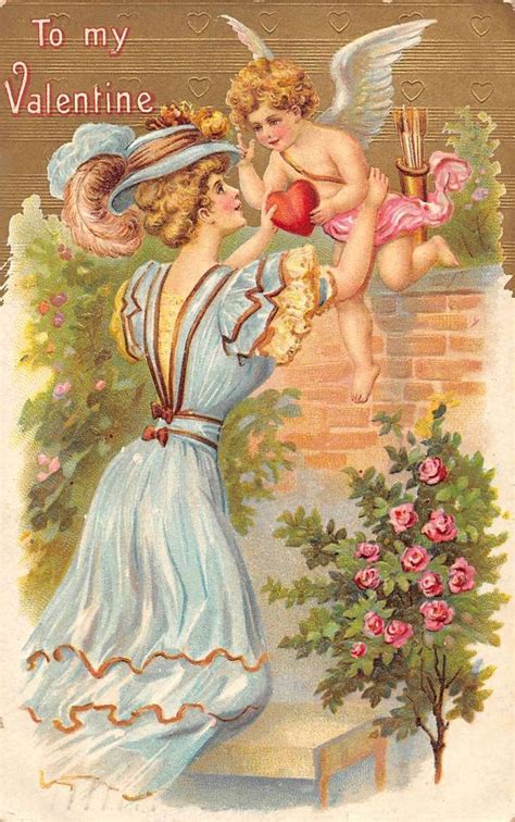 1910 Valentines Day Antique Postcard Cupid Cherub Posted February 14