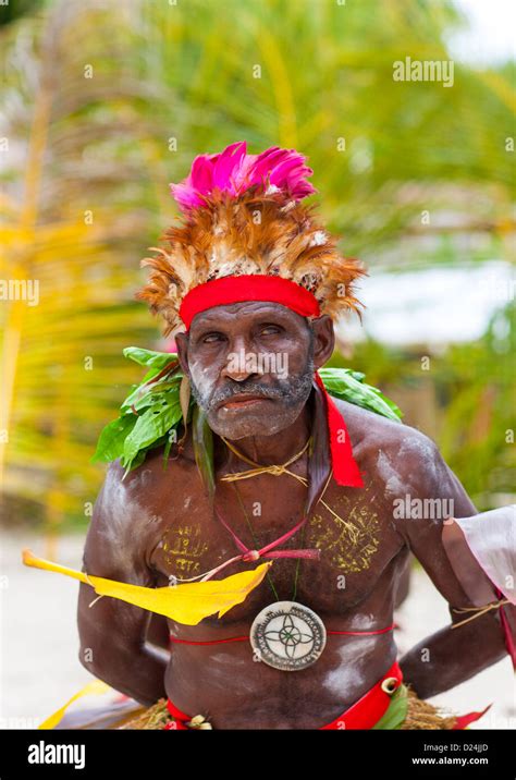 Man From Paplieng Tribe In Traditional Clothing New Ireland Island