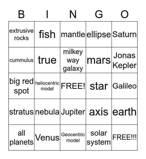 Review Bingo Bingo Card