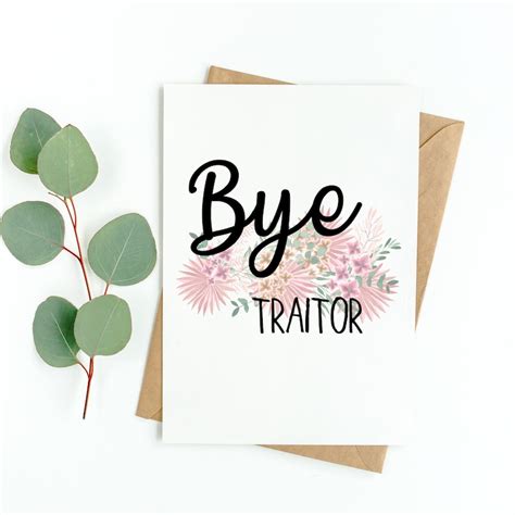 Bye Traitor Coworker Leaving Card Co Worker Going Away Card Etsy