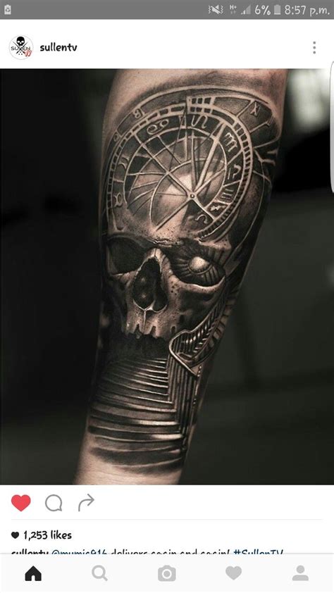 Skull Steps Compass Tattoo Hand Tattoos Tattoos Arm Mann Skull Hand Tattoo Skull Tattoo