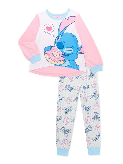 Lilo And Stitch Stitch Girls Long Sleeve Pajama 2 Piece Set Sizes 4