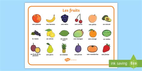 Set De Mots Les Fruits Teacher Made