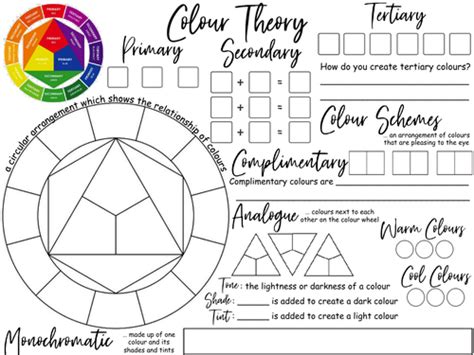 Colour Theory Worksheet Teaching Resources