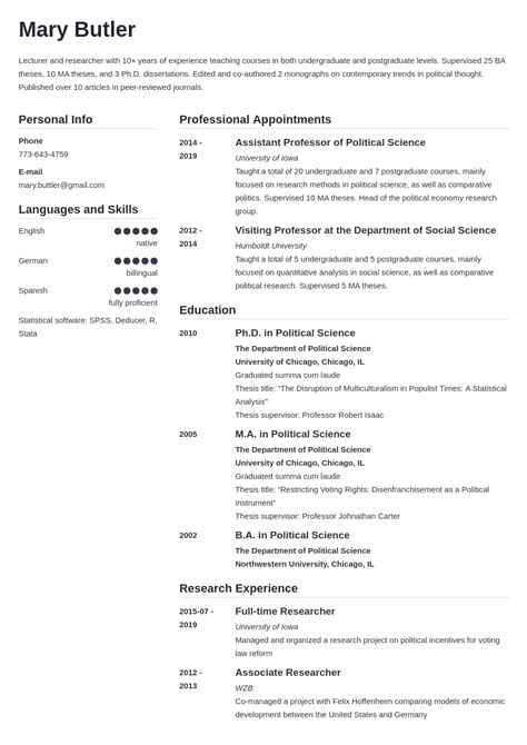 Professor Cv Example Template Simple Guided Writing Teaching Courses