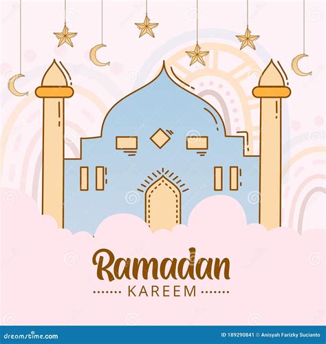 Ramadan Kareem Background With Hand Drawn Doodle Of Islamic Ornament