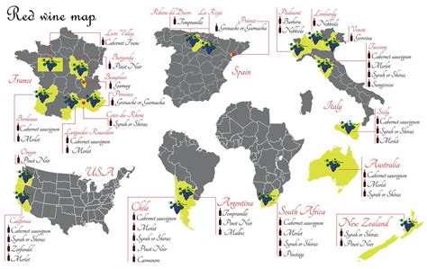 Red Wine Maps Wine Production Maps Showing Grape Varieties Regions Of