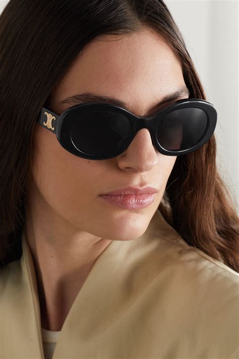 Celine Eyewear S Sunglasses Have Been Made In Italy From Black Acetate And Have Modern Oval