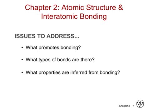 Chapter 2 Atomic Structure And Interatomic Bonding