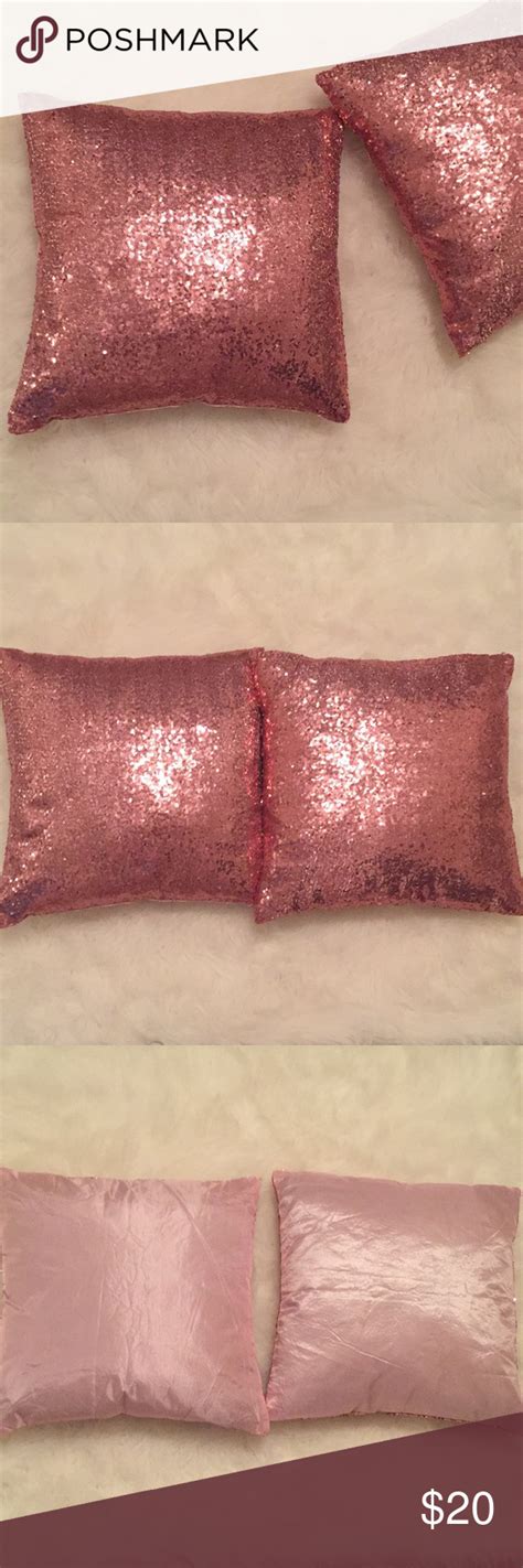 Nwt 2 Pink Sequin Pillow Cases Cute Home Decor Pink Sequin Sequin