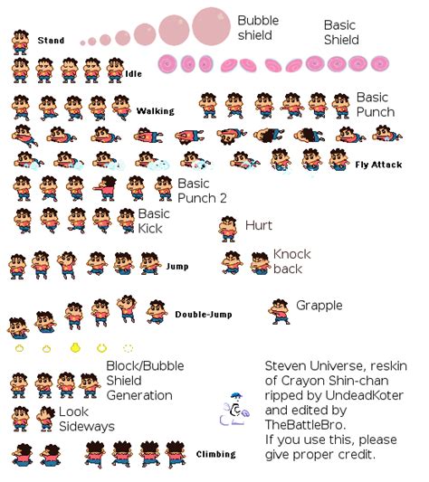 Custom Edited Steven Universe Sprite Sheet Edited By Thebattlebro On