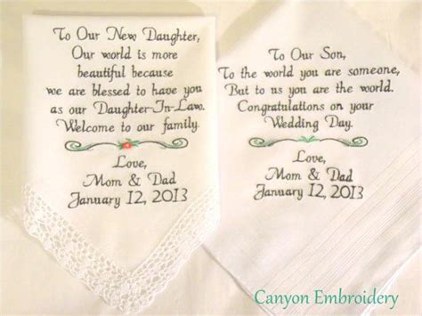 If you're having trouble picking out the perfect present, we've got you. Embroidered Wedding Handkerchiefs Wedding Gift Daughter ...