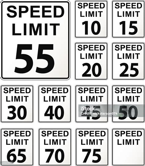 Speed Limit Signs Stock Illustration Download Image Now 2015 Backgrounds Black Color Istock