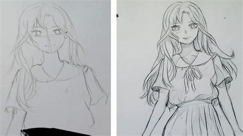 How To Draw Anime Girl Body Anime School Girl Drawing Youtube