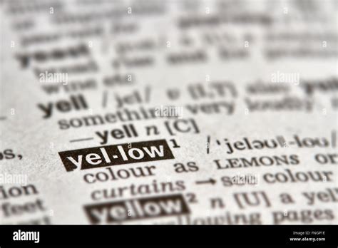 Yellow Word Definition Text In Dictionary Page Stock Photo Alamy
