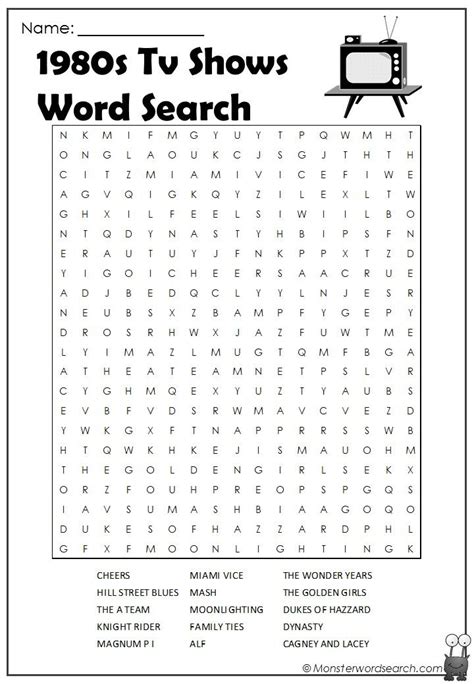 Wall Décor 80s Party Activity Word Search Puzzles 80s Print Printable