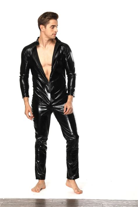 buy sexy lingerie faux leather latex bodysuit gay underwear stage dancewear