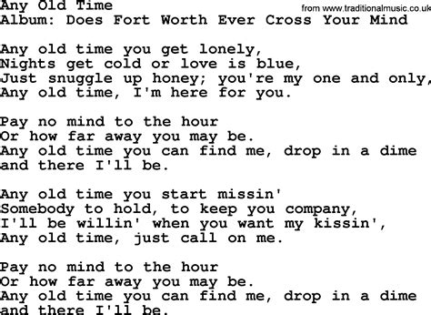 Any Old Time By George Strait Lyrics