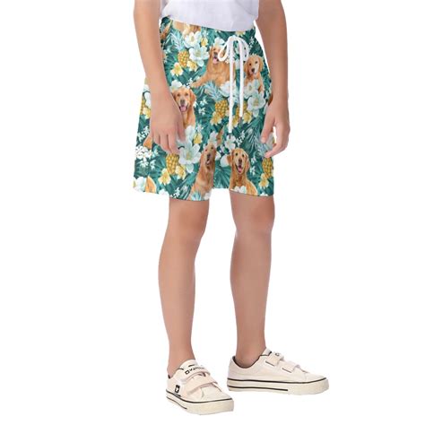 Cute Golden Retriever Summer Shorts For Kids Vinco Hawaiian Shirts
