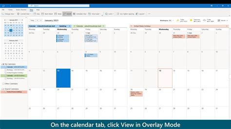 Overlay Calendars In Outlook Youtube