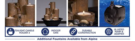 Alpine Tiered Column Tabletop Fountain W 3 Candles 11 Inch Tall Brown