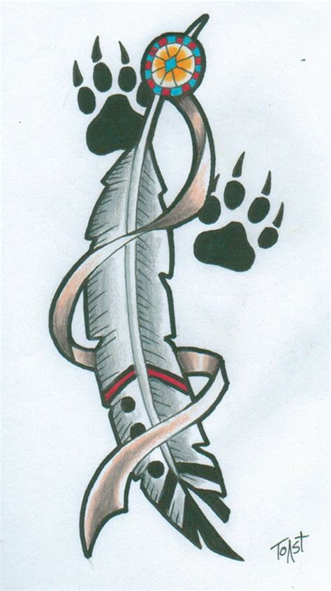The feather designs look simple. Items similar to Native American Feather and Paw Print ...