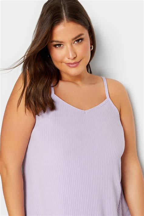 Yours Curve Plus Size Lilac Purple Ribbed Swing Cami Vest Top Yours