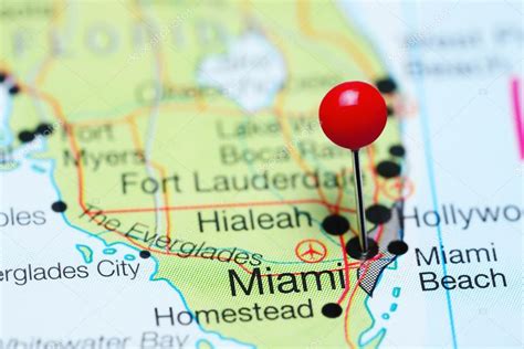 Miami Pinned On A Map Of Florida Usa Stock Photo By ©dkphotos 127292598