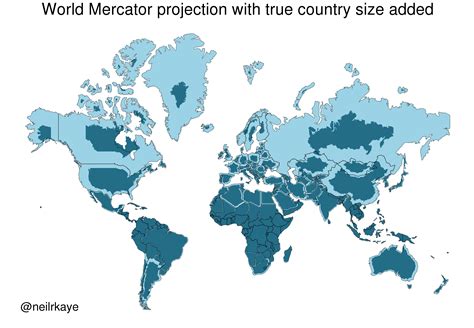 Map Projections Mercator Vs The True Size Of Each Country Brilliant Maps