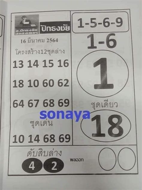 หวยแม่ทำเนียน 16/3/64 รวม 10 เลขดัง; เลขเด็ด ปักธงชัย16/3/64 - หวยเด็ดงวดนี้ ในปี 2021