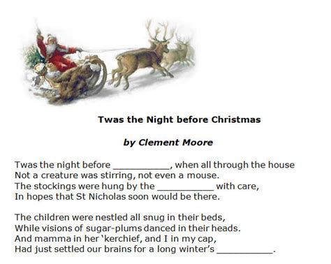 Twas The Night Before Christmas Poem Printable Printable Word Searches