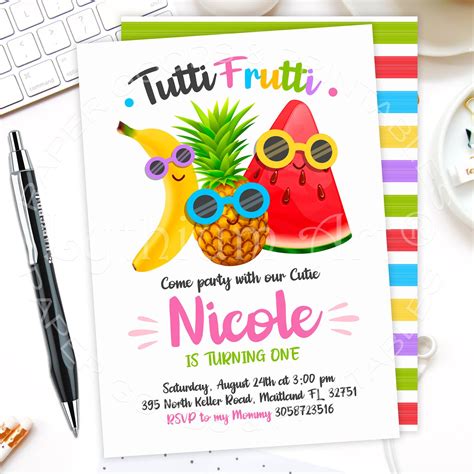 Tutti Frutti Invitation Printable And Personalized Party Etsy España