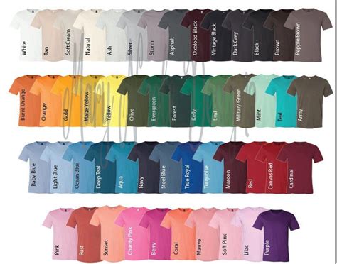 Download Every color Digital File Shirt Color Chart // Bella and ...