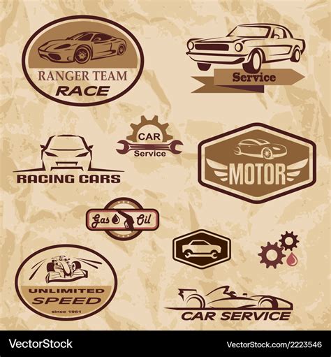 Racing Cars Vintage Labels Royalty Free Vector Image