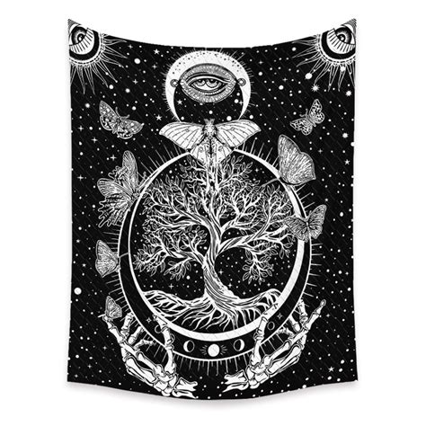 Beautiful Abstract Wall Tapestry Tree Of Life Tapestry Black Etsy