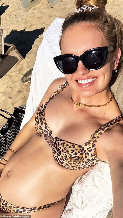 Pregnant Romee Strijd Displays Her Blossoming Bump In A Leopard Print