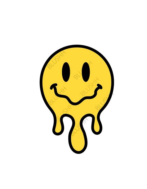 Melting Smiley Svg Files For Cricut Dripping Happy Face Png Etsy