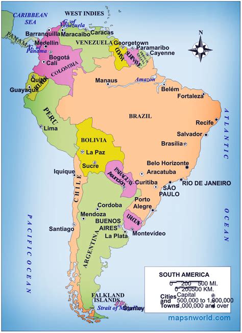 Printable Map South America
